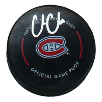 Cole Caufield Signed Canadiens Logo Hockey Puck (Fanatics) at PristineAuction.com