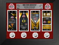 Ohio State Buckeyes LE Road to the 2024-25 CFP Championship Framed with (4) Silver Plated Coin Photo Mint at PristineAuction.com