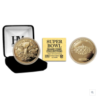Super Bowl XXXII Commemorative 24KT Gold Plated Coin at PristineAuction.com