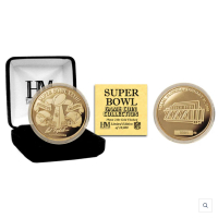 1999 Commemorative Super Bowl XXXIII 24kt Gold Plated Flip Coin: Broncos vs Falcons at PristineAuction.com