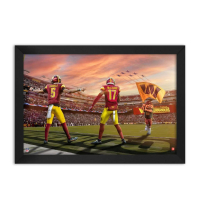 Jayden Daniels & Terry McClaurin Commanders Custom Framed Art Print at PristineAuction.com