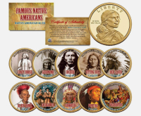 "Famous Native Americans" Set of (10) Sacagawea U.S. $1 Dollar Coins at PristineAuction.com