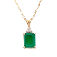 4.18 CTW Natural Green Agate & Diamonds 18K Gold Plated Necklace Size 18in | Estimated Value $1,599 (AMG) at PristineAuction.com