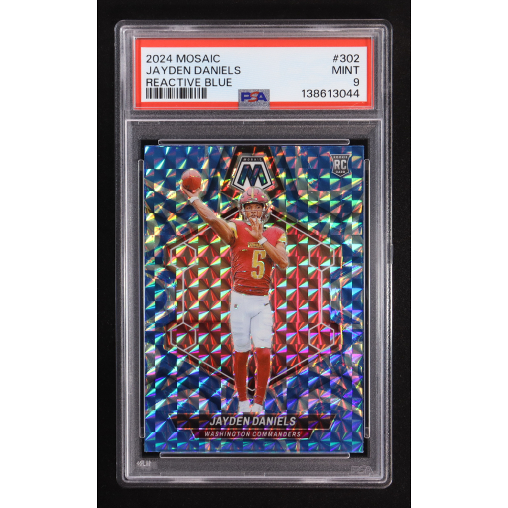 Jayden Daniels 2024 Panini Mosaic Reactive Blue #302 RC (PSA 9) at PristineAuction.com