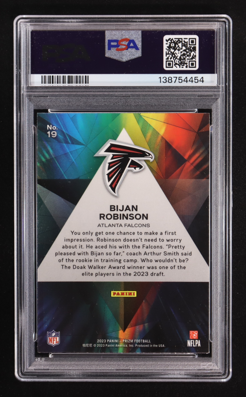 Bijan Robinson 2023 Panini Prizm Prizmatic Silver #19 RC (PSA 9) at PristineAuction.com Bijan Robinson 2023 Panini Prizm Prizmatic Silver #19 RC (PSA 9) at PristineAuction.com
