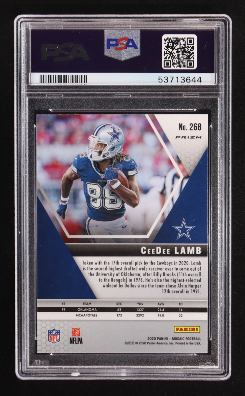 CeeDee Lamb 2020 Panini Mosaic Camo Pink #268 RC (PSA 9) at PristineAuction.com CeeDee Lamb 2020 Panini Mosaic Camo Pink #268 RC (PSA 9) at PristineAuction.com