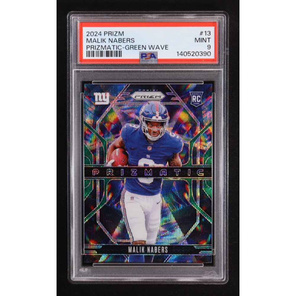 Malik Nabers 2024 Panini Emergent Green Wave #13 RC (PSA 9) at PristineAuction.com