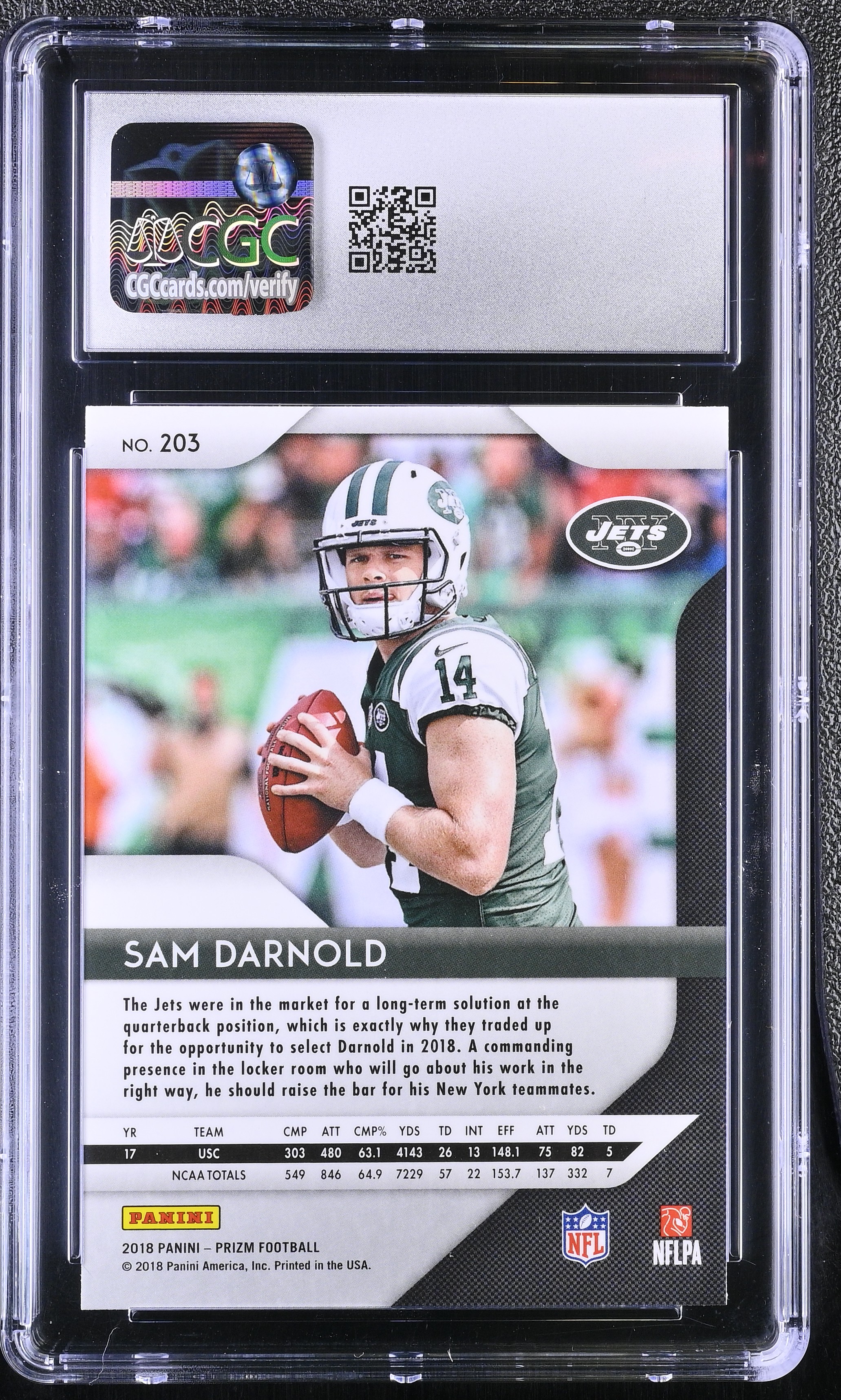Sam Darnold 2018 Panini Prizm #203 RC (CGC 10) at PristineAuction.com Sam Darnold 2018 Panini Prizm #203 RC (CGC 10) at PristineAuction.com