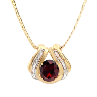 5.23 CTW Natural Garnets & Diamonds 18K Gold Plated Designer Necklace Size 16 in | Estimated Value $1,749 (AMG) at PristineAuction.com