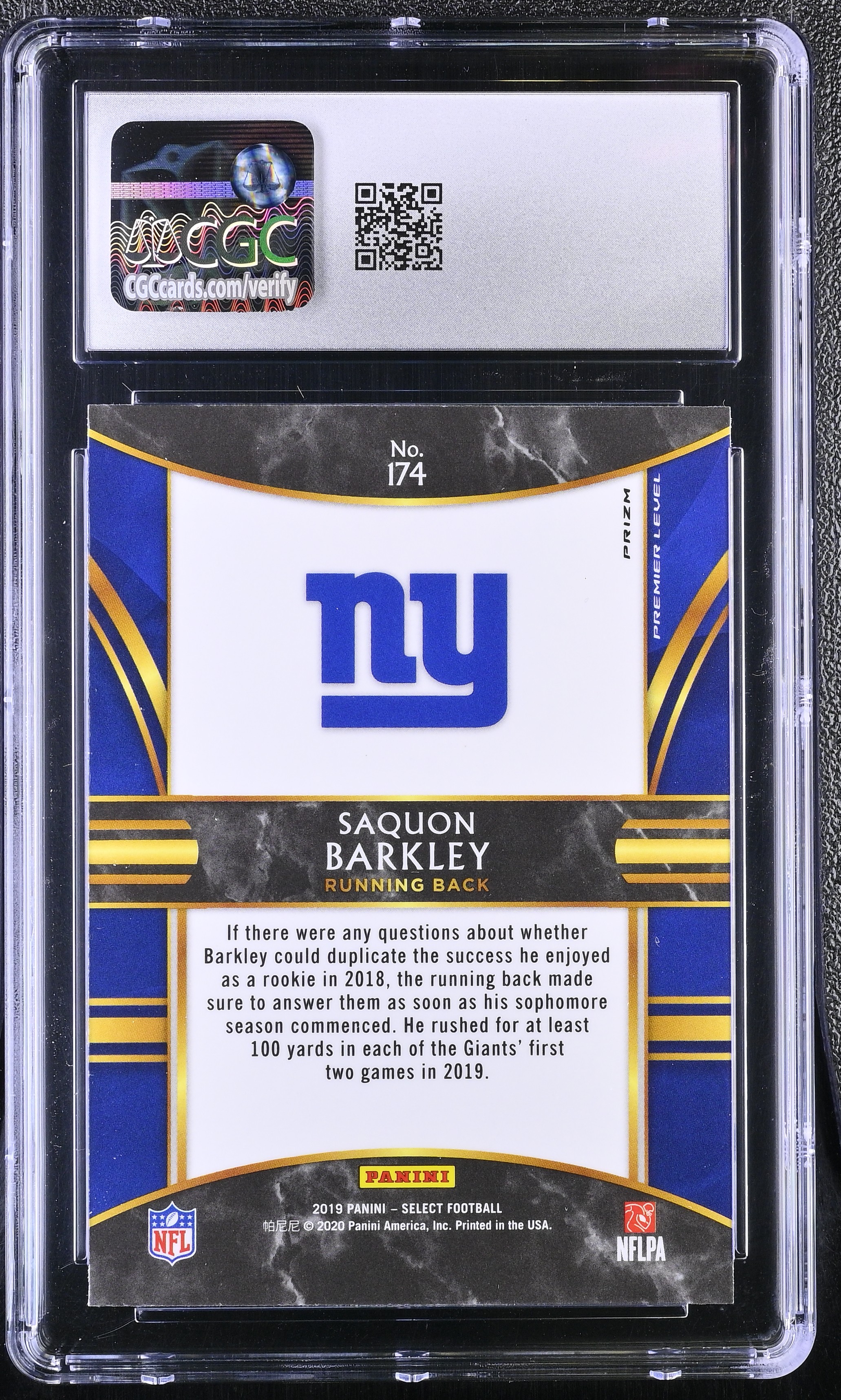 Saquon Barkley 2019 Panini Select Silver #174 (CGC 9.5) at PristineAuction.com Saquon Barkley 2019 Panini Select Silver #174 (CGC 9.5) at PristineAuction.com