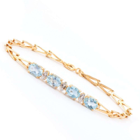 3.68 CTW Natural Blue Topaz & Diamonds 18K Gold Plated Designer Bracelet Size 7.6in | Estimated Value $1,989 (AMG) at PristineAuction.com