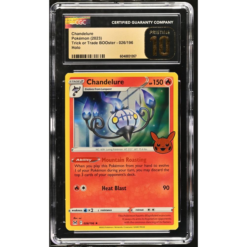Chandelure 2023 Pokemon Trick Or Trade BOOster #026/196 (CGC PRISTINE 10 | Black Label) at PristineAuction.com