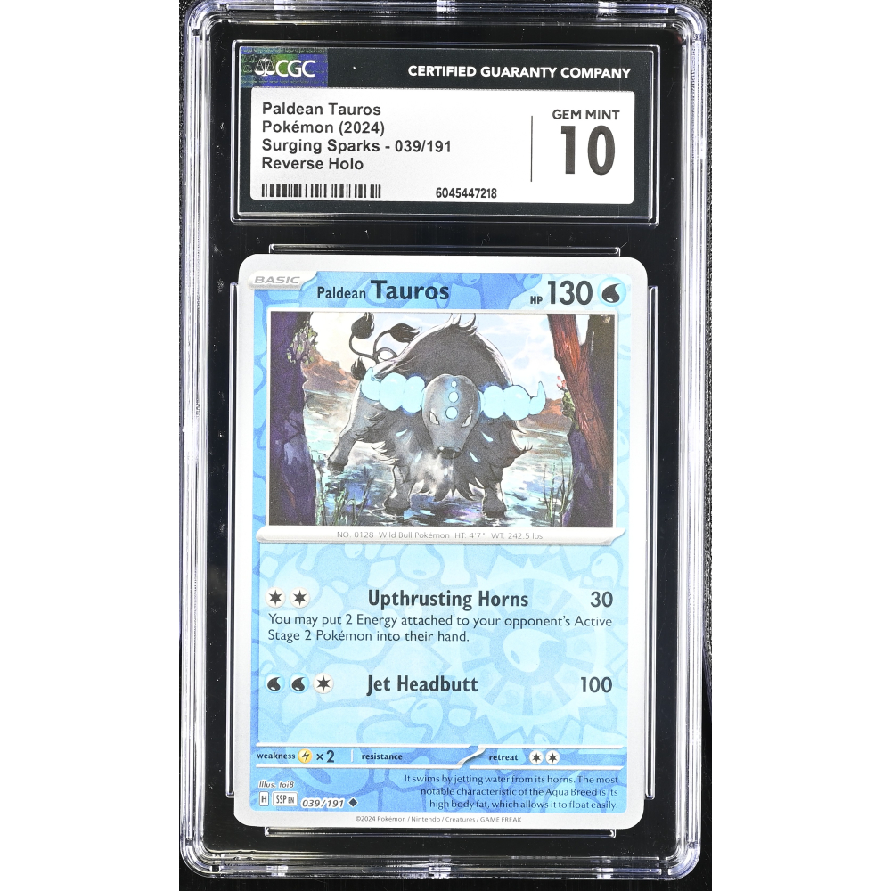 Paldean Tauros 2024 Pokemon Surging Sparks #039/191 (CGC 10) at PristineAuction.com