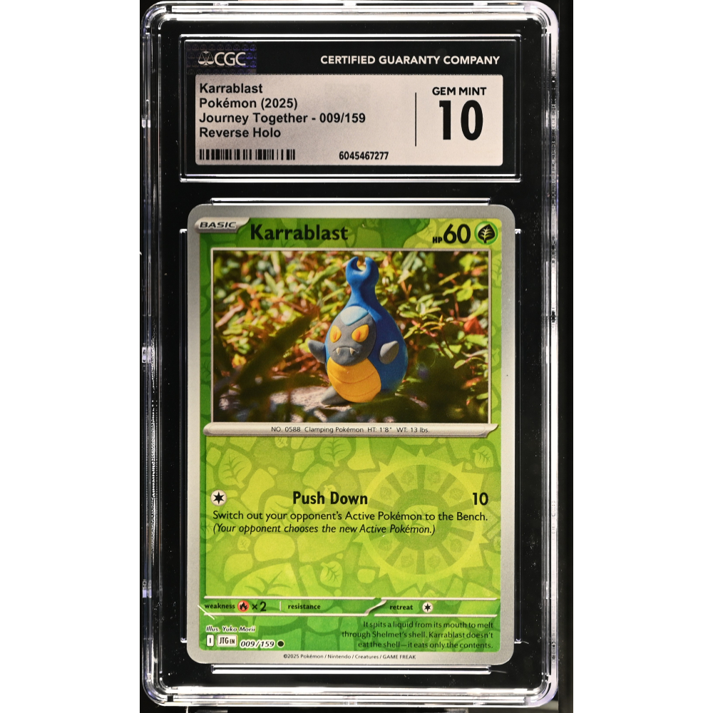 Karrablast 2025 Pokemon Journey Together #009/159 (CGC 10) at PristineAuction.com