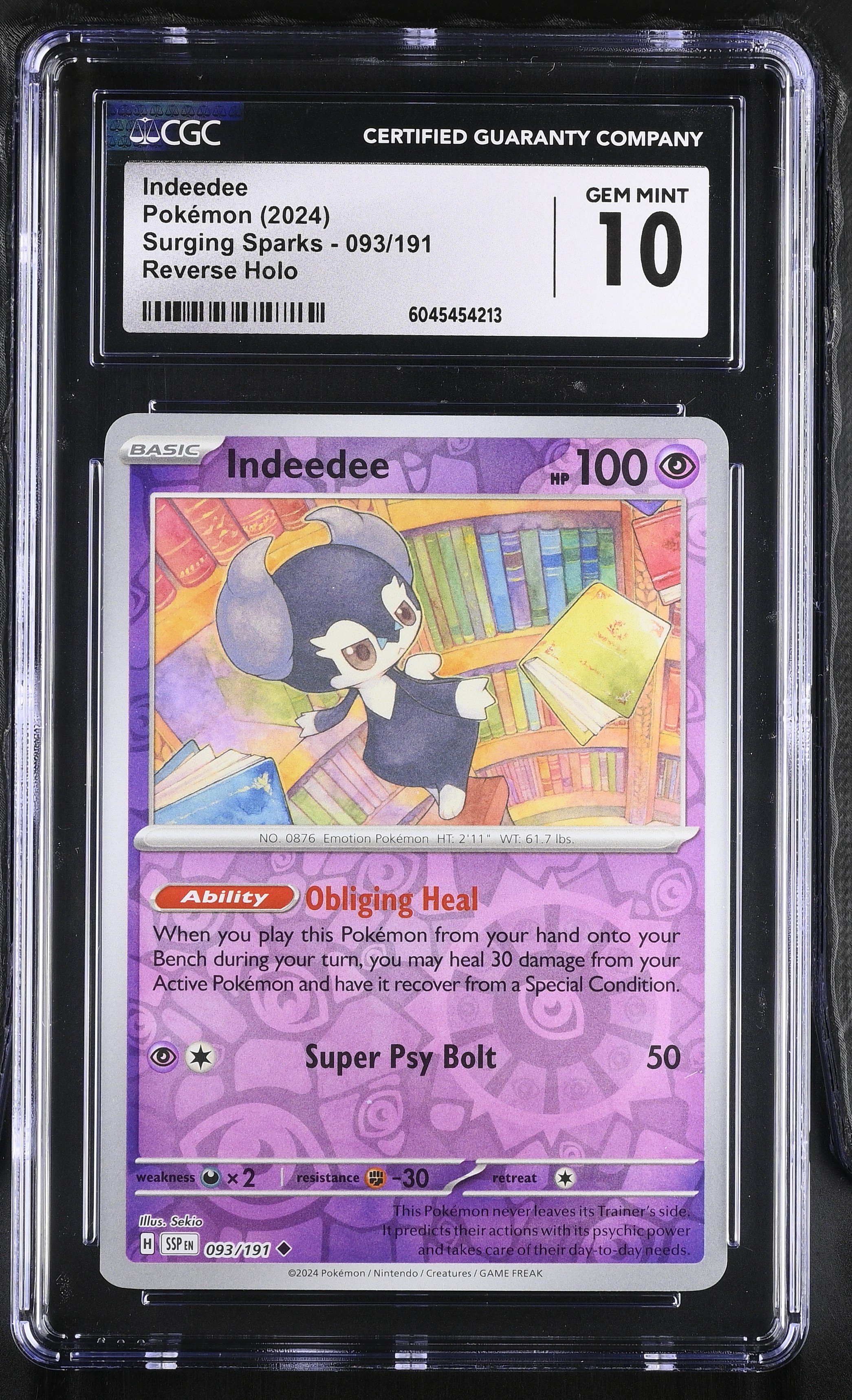 Indeedee 2024 Pokemon Surging Sparks #093/191 (CGC 10) at PristineAuction.com Indeedee 2024 Pokemon Surging Sparks #093/191 (CGC 10) at PristineAuction.com