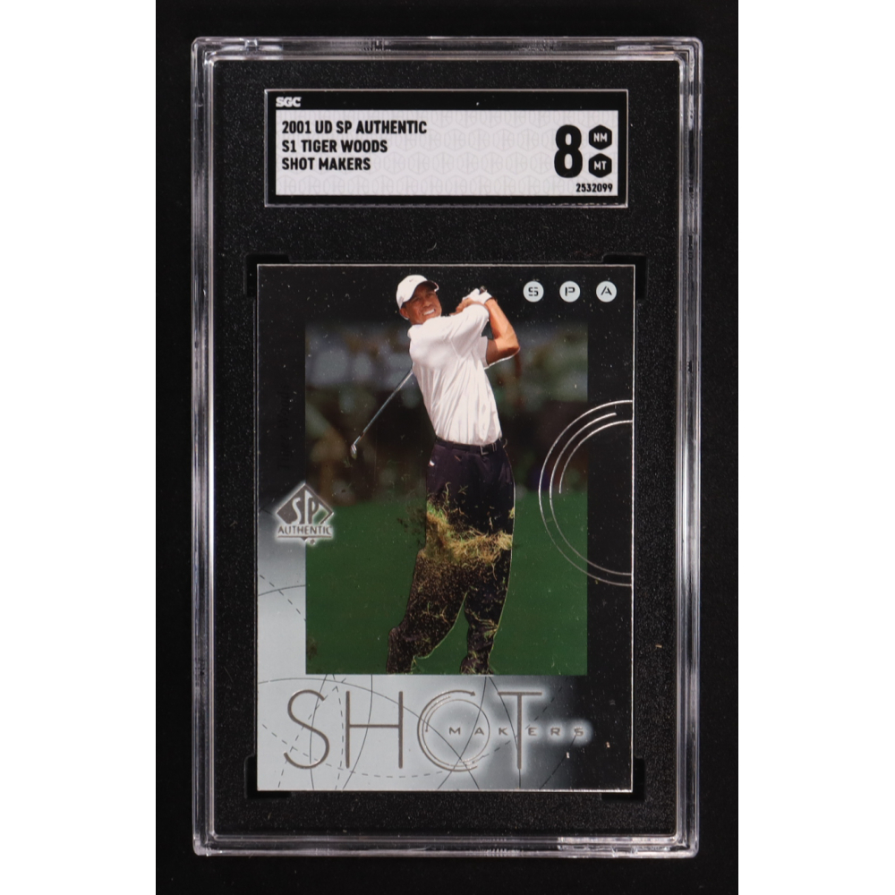 Tiger Woods 2001 Upper Deck SP Authentic Shot Makers #S1 RC (SGC 8) at PristineAuction.com