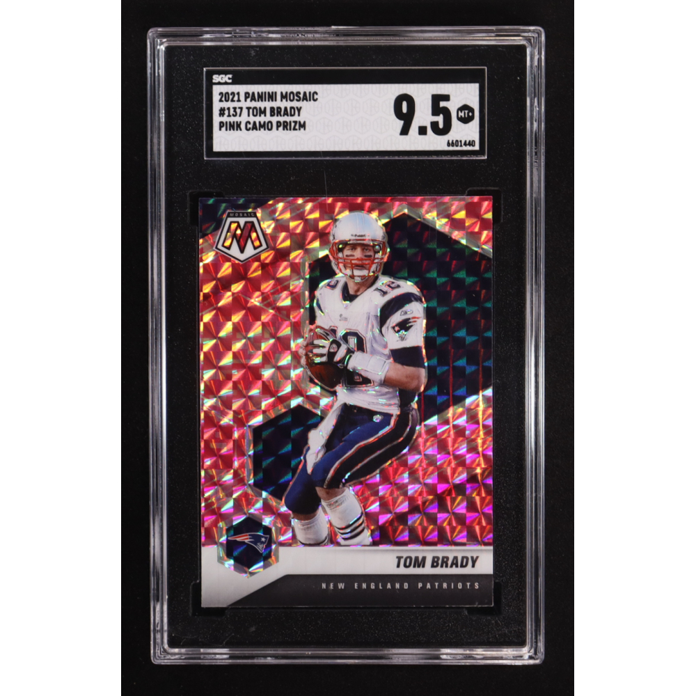 Tom Brady 2021 Panini Mosaic Pink Camo Prizm #137 (SGC 9.5) at PristineAuction.com