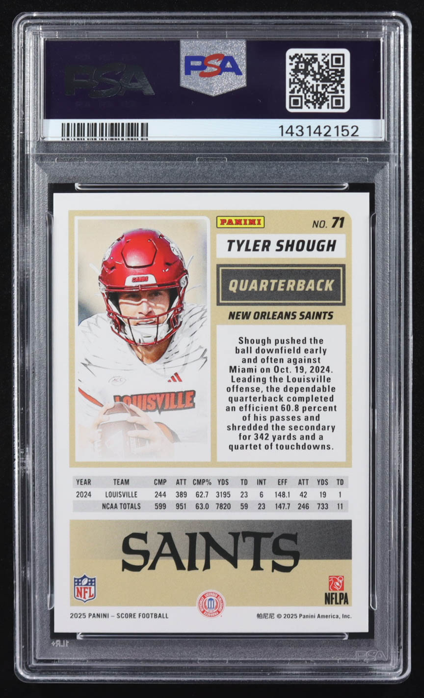 Tyler Shough 2025 Score Rookies Pumpkin #71 RC (PSA 9) at PristineAuction.com Tyler Shough 2025 Score Rookies Pumpkin #71 RC (PSA 9) at PristineAuction.com
