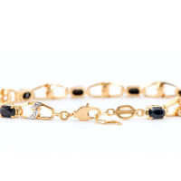 6.59 CTW Natural Black Sapphire & Diamonds 18K Gold Plated Designer Bracelet Size 8.5 Inches | Estimated Value $1,899 (AMG) at PristineAuction.com