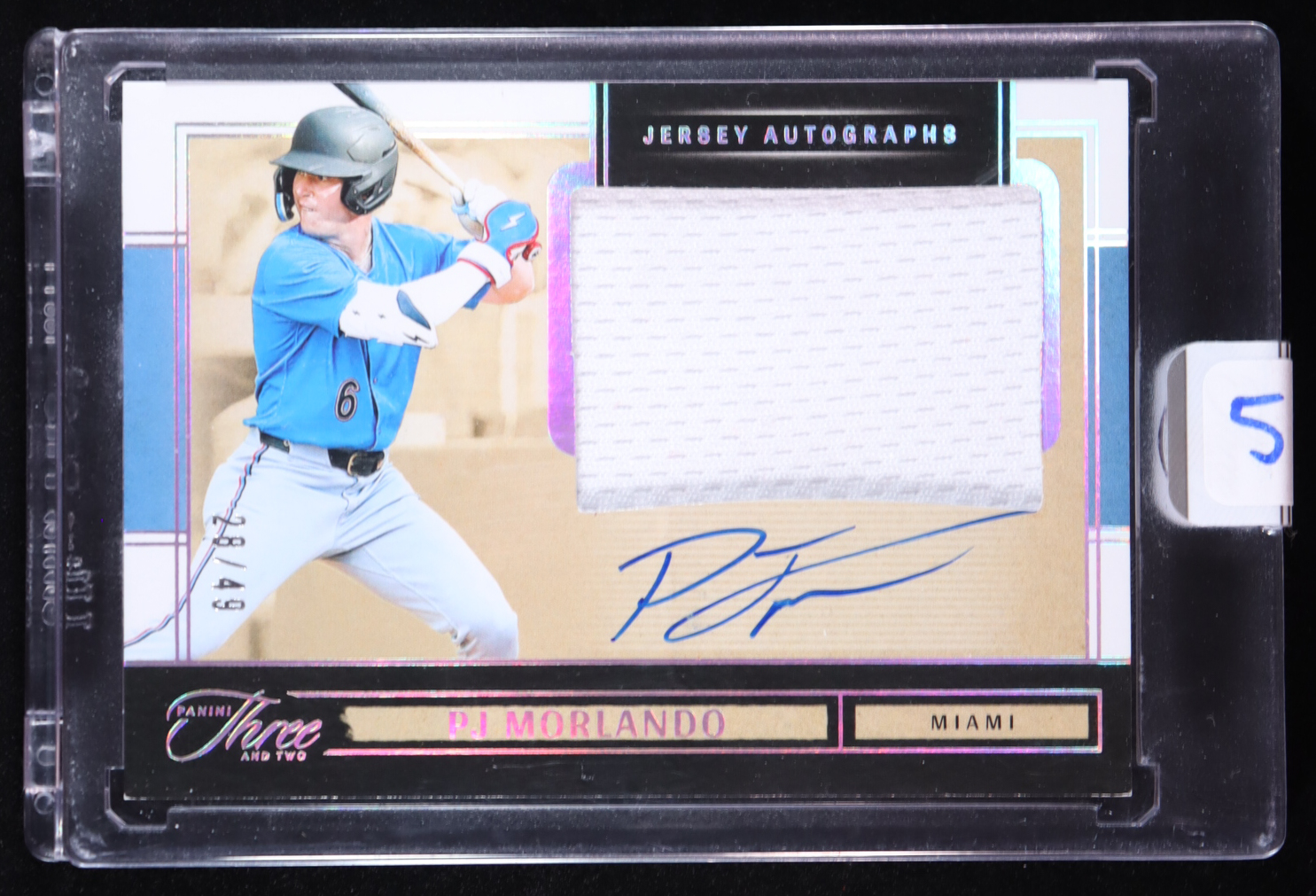 PJ Morlando 2025 Panini Three and Two Jersey Autographs Holo Silver #8 RC #28/49 at PristineAuction.com PJ Morlando 2025 Panini Three and Two Jersey Autographs Holo Silver #8 RC #28/49 at PristineAuction.com