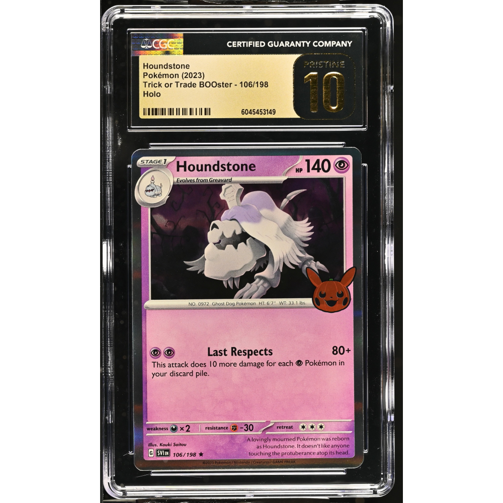 Houndstone 2023 Pokemon Trick Or Trade BOOster #106/198 (CGC PRISTINE 10 | Black Label) at PristineAuction.com