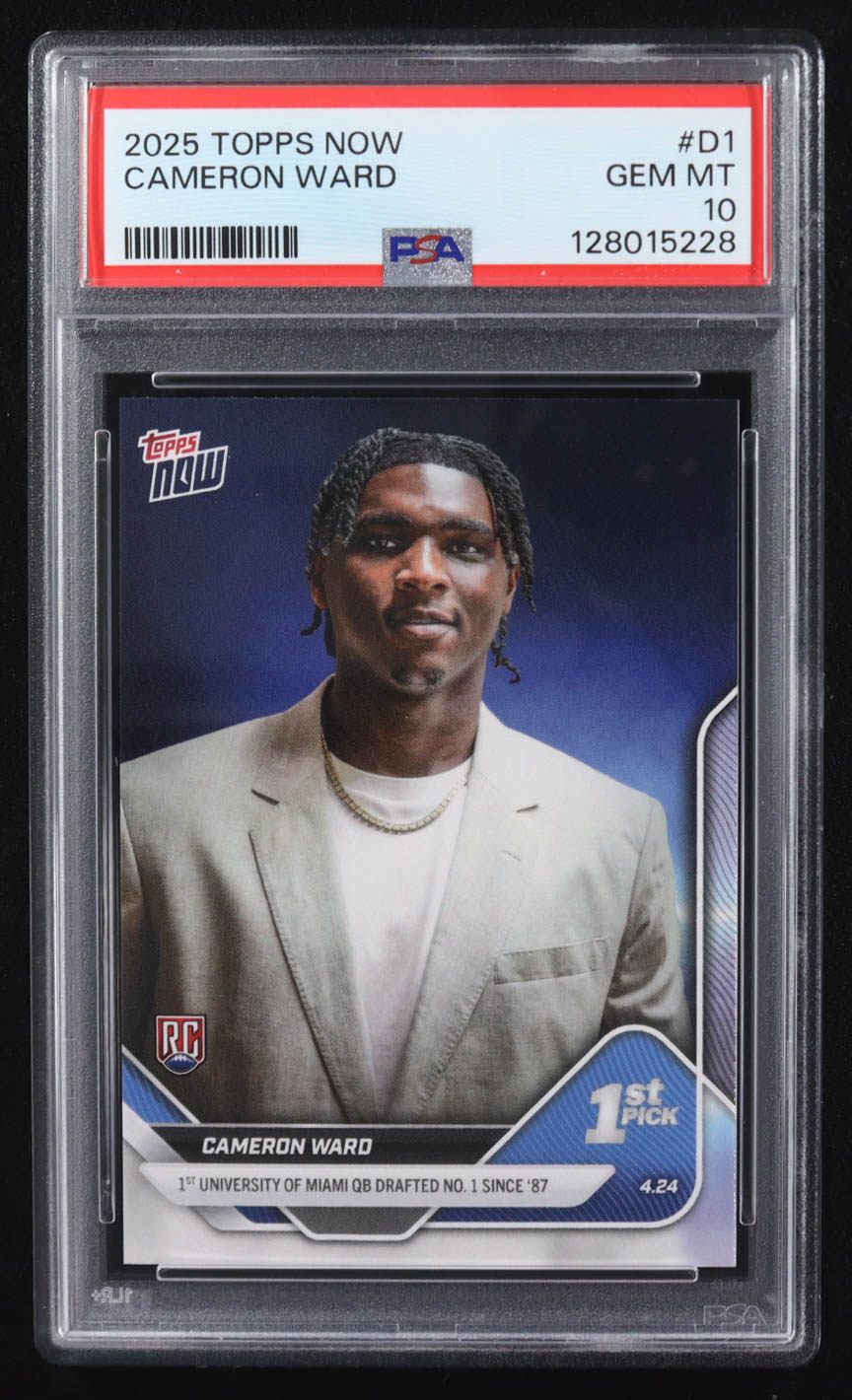 Cameron Ward 2025 Topps Now Draft #D1 RC (PSA 10) at PristineAuction.com Cameron Ward 2025 Topps Now Draft #D1 RC (PSA 10) at PristineAuction.com