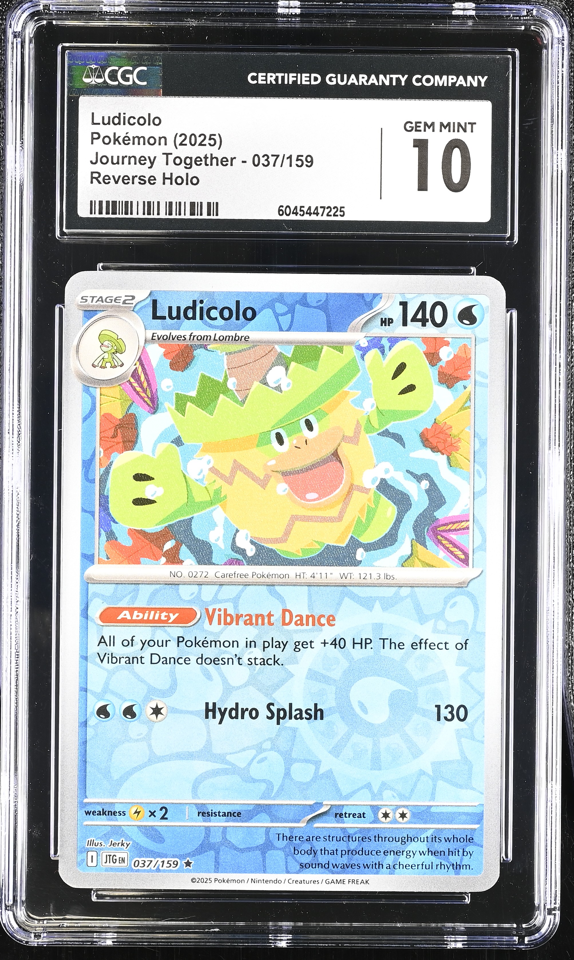 Ludicolo 2025 Pokemon Journey Together #037/159 (CGC 10) at PristineAuction.com Ludicolo 2025 Pokemon Journey Together #037/159 (CGC 10) at PristineAuction.com