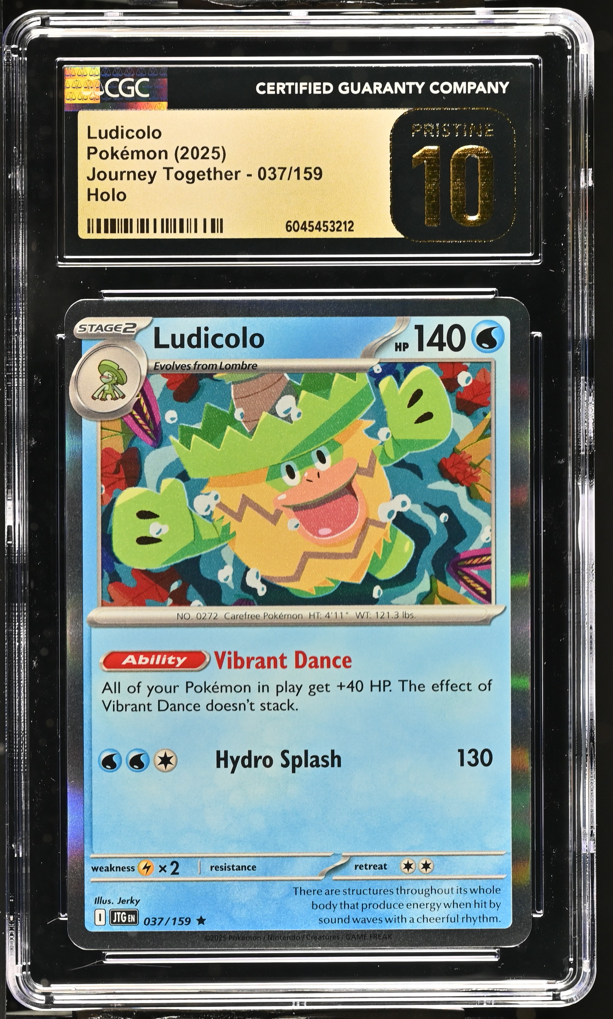Ludicolo 2025 Pokemon Journey Together #037/159 (CGC PRISTINE 10 | Black Label) at PristineAuction.com Ludicolo 2025 Pokemon Journey Together #037/159 (CGC PRISTINE 10 | Black Label) at PristineAuction.com