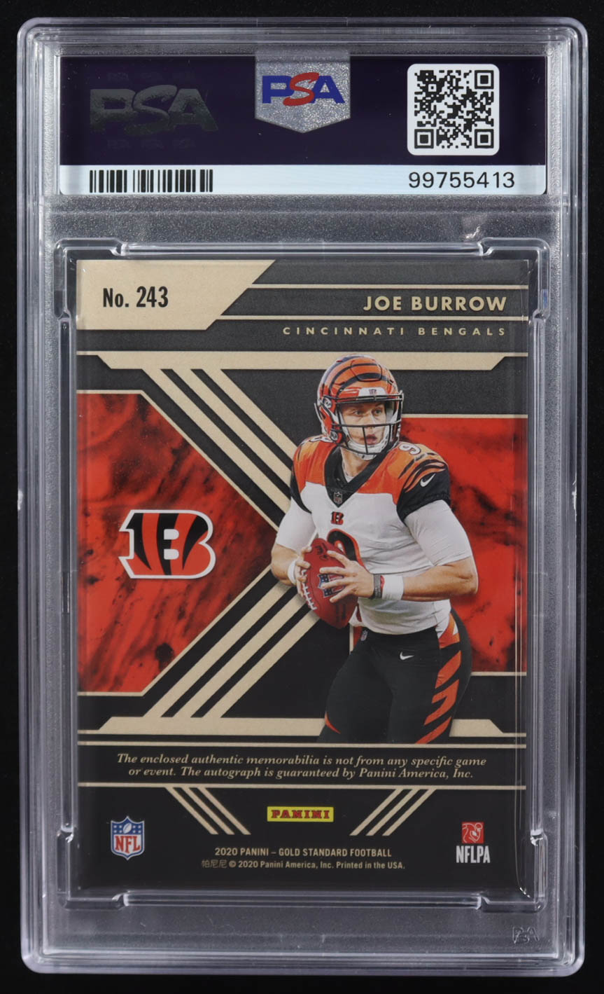 Joe Burrow 2020 Panini Gold Standard Rookie Jersey Double Auto #243 RC #60/75 (PSA | Autograph Graded PSA 10) at PristineAuction.com Joe Burrow 2020 Panini Gold Standard Rookie Jersey Double Auto #243 RC #60/75 (PSA | Autograph Graded PSA 10) at PristineAuction.com