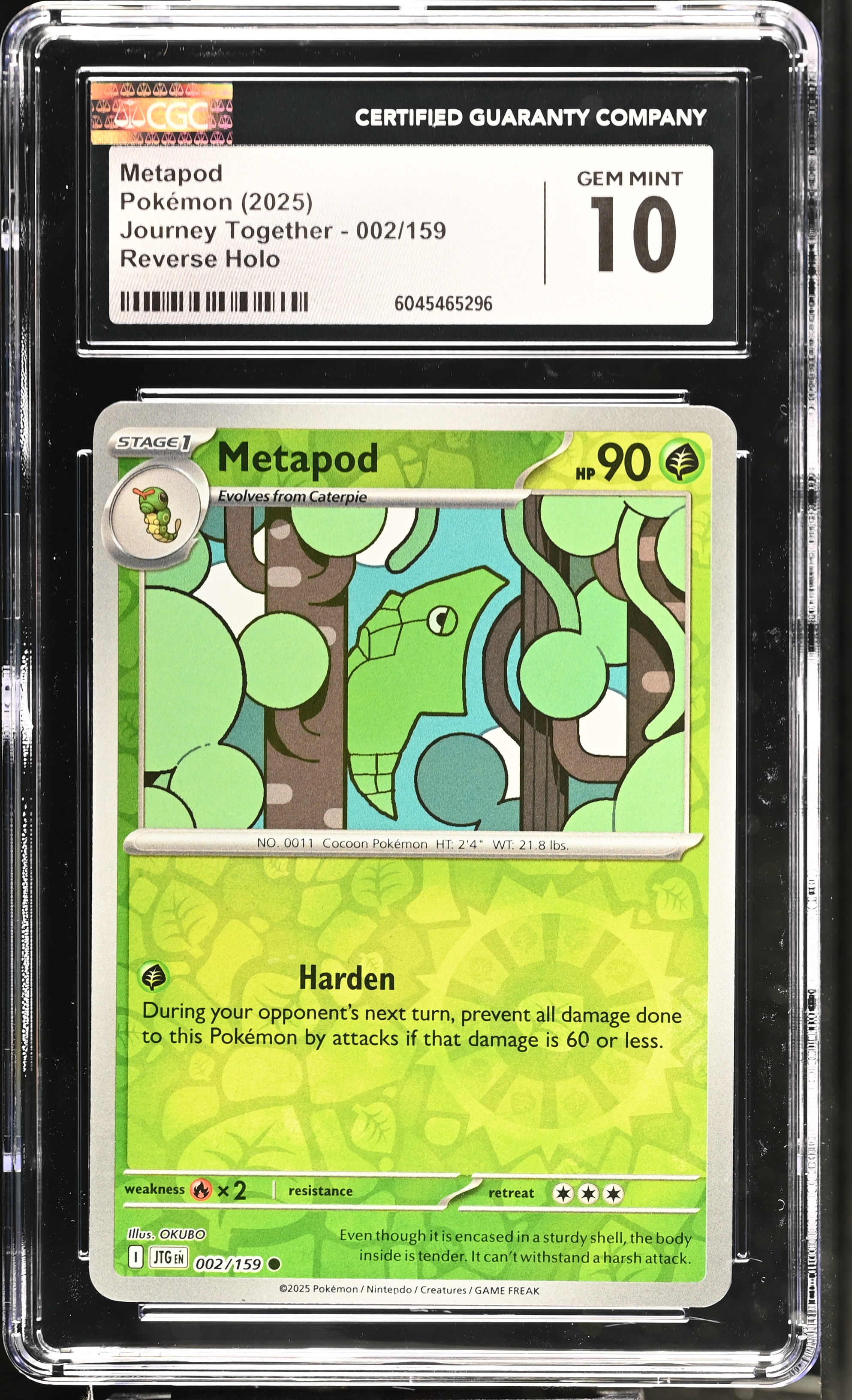 Metapod 2025 Pokemon Journey Together #002/159 (CGC 10) at PristineAuction.com Metapod 2025 Pokemon Journey Together #002/159 (CGC 10) at PristineAuction.com