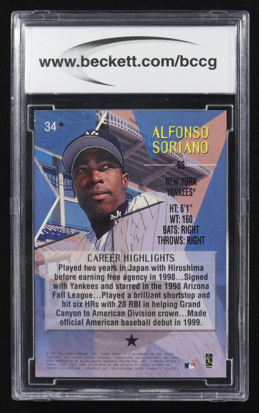 Alfonso Soriano 1999 Topps Stars One Star #34 (BCCG 10) at PristineAuction.com Alfonso Soriano 1999 Topps Stars One Star #34 (BCCG 10) at PristineAuction.com