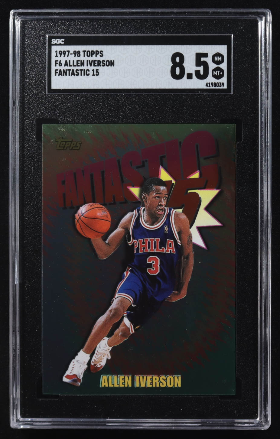 Allen Iverson 1997-98 Topps Fantastic 15 #F6 (SGC 8.5) at PristineAuction.com Allen Iverson 1997-98 Topps Fantastic 15 #F6 (SGC 8.5) at PristineAuction.com