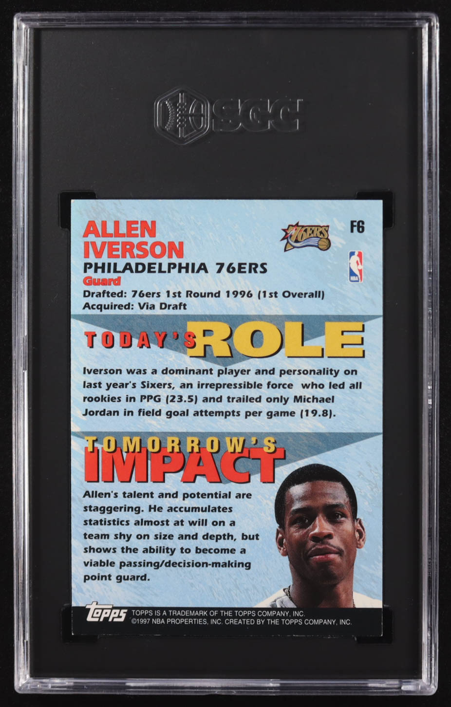 Allen Iverson 1997-98 Topps Fantastic 15 #F6 (SGC 8.5) at PristineAuction.com Allen Iverson 1997-98 Topps Fantastic 15 #F6 (SGC 8.5) at PristineAuction.com