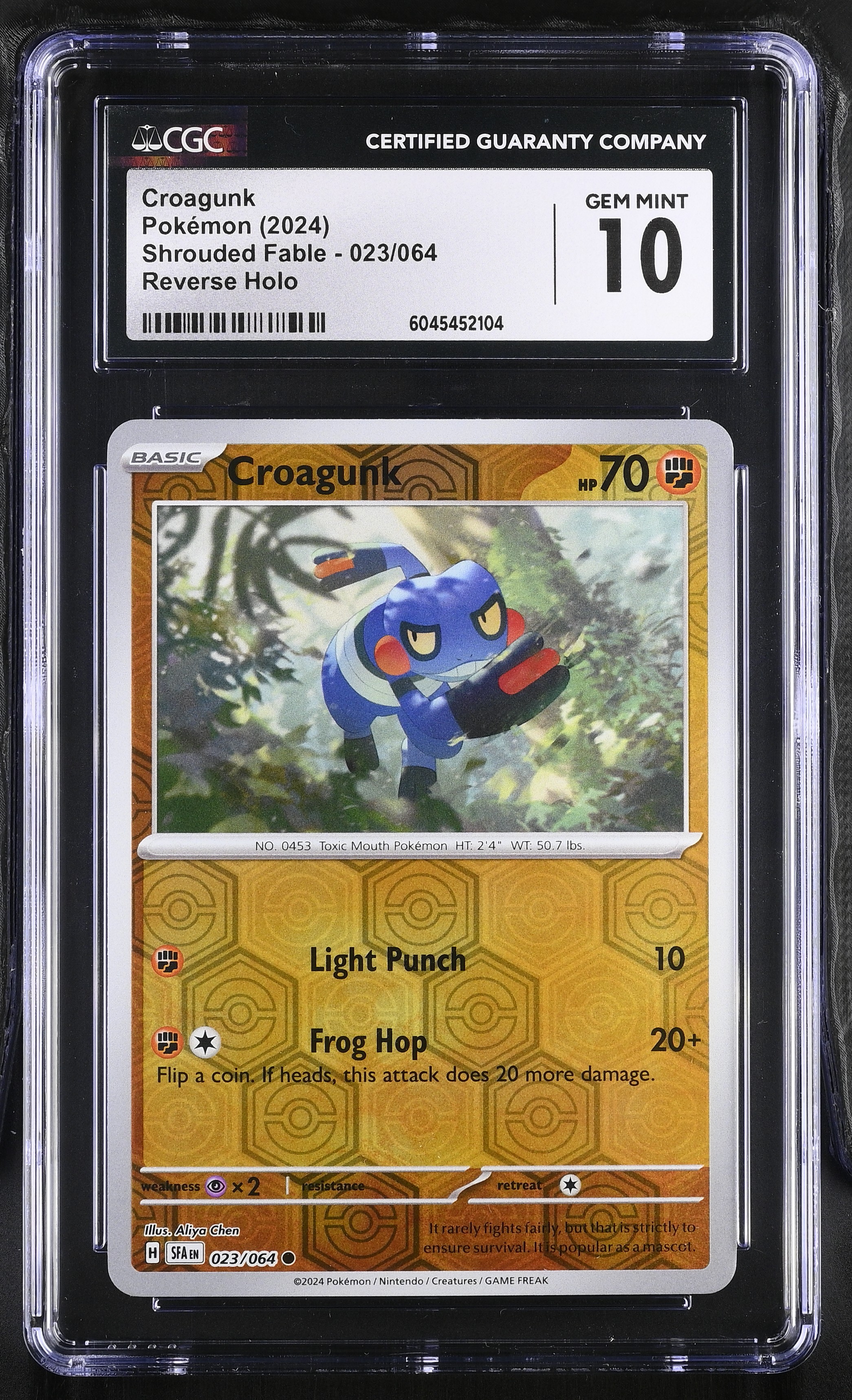 Croagunk 2024 Pokemon Shrouded Fable #023/064 (CGC 10) at PristineAuction.com Croagunk 2024 Pokemon Shrouded Fable #023/064 (CGC 10) at PristineAuction.com