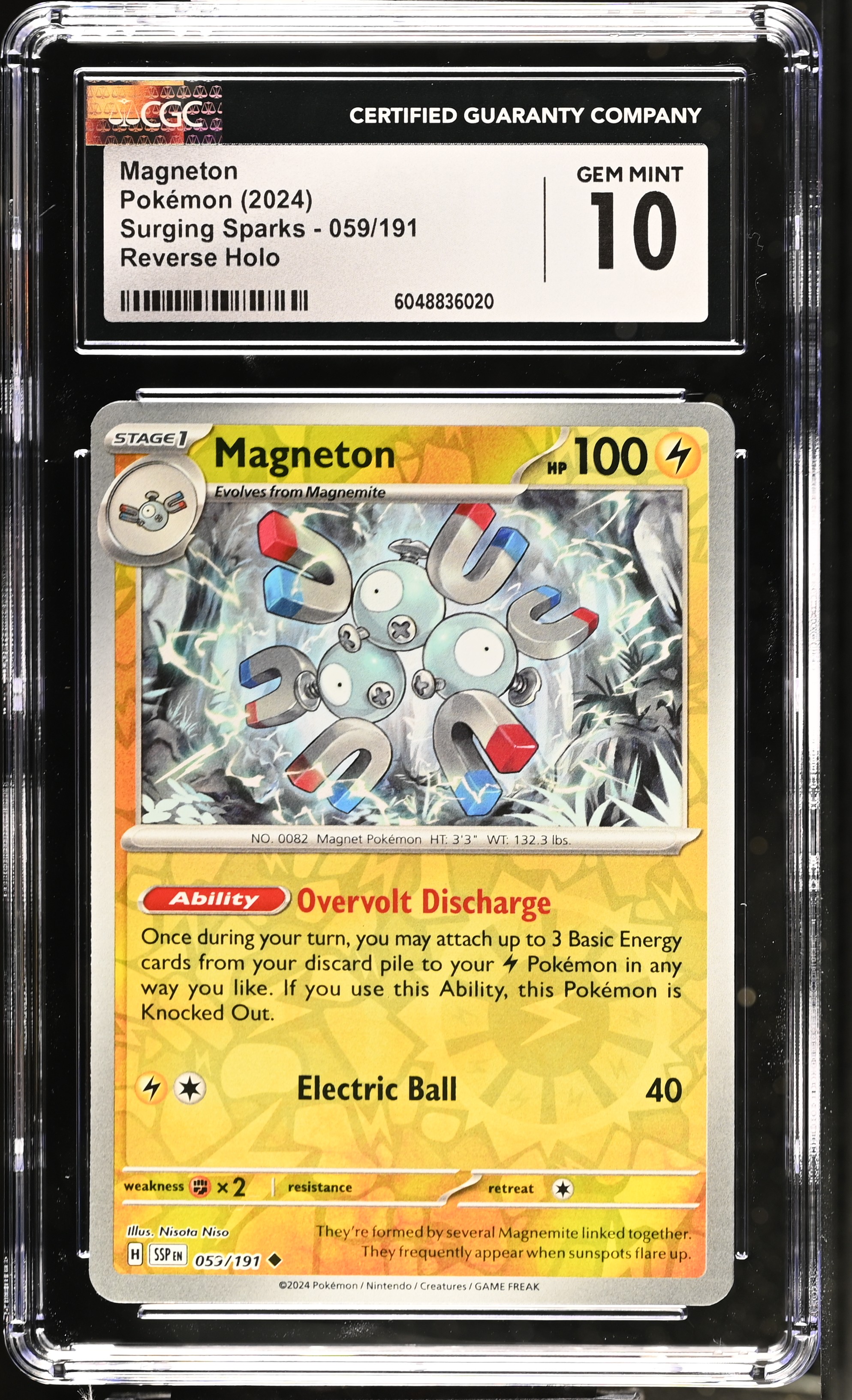 Magneton 2024 Pokemon Surging Sparks #059/191 (CGC 10) at PristineAuction.com Magneton 2024 Pokemon Surging Sparks #059/191 (CGC 10) at PristineAuction.com