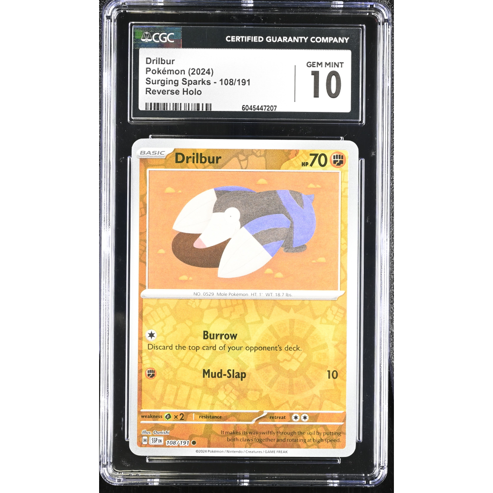 Drilbur 2024 Pokemon Surging Sparks #108/191 (CGC 10) at PristineAuction.com