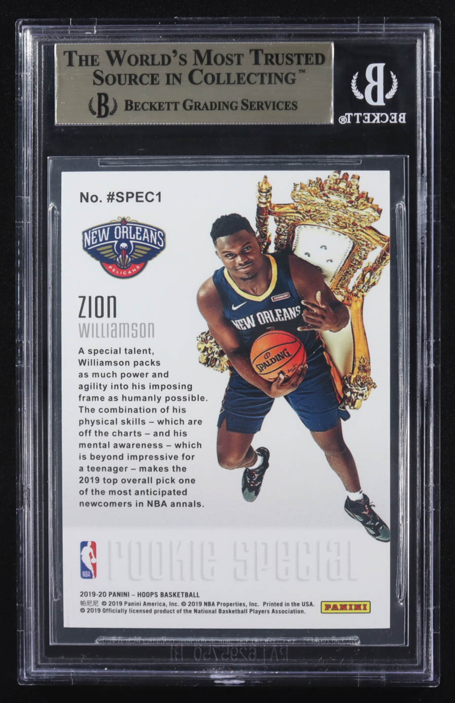 Zion Williamson 2019-20 Hoops Premium Stock Rookie Special #1 RC (BGS 9.5) at PristineAuction.com Zion Williamson 2019-20 Hoops Premium Stock Rookie Special #1 RC (BGS 9.5) at PristineAuction.com