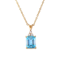 5.14 CTW Natural Blue Topaz & Diamond 18K Gold Plated Designer Necklace Size 18 Inches | Estimated Value $1,689 (AMG) at PristineAuction.com