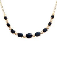 10.17 CTW Natural Black Sapphire & Diamond 18K Gold Plated Designer Necklace Size 19 Inches | Estimated Value $1,699 (AMG) at PristineAuction.com