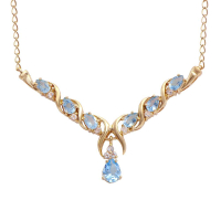 4.45 CTW Natural Blue Topaz & White Topaz 18K Gold Plated Designer Necklace Size 19 Inches | Estimated Value $1.629 (AMG) at PristineAuction.com