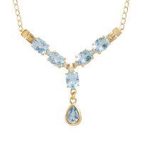 8.41 CTW Natural Blue Topaz & White Topaz 18K Gold Plated Designer Necklace Size 19 Inches | Estimated Value $1,689 (AMG) at PristineAuction.com