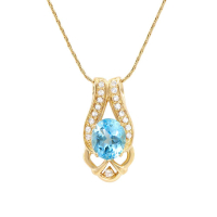 6.85 CTW Natural Blue Topaz & White Topaz 18K Gold Plated Designer Necklace Size 16 Inches | Estimated Value $1,599 (AMG) at PristineAuction.com