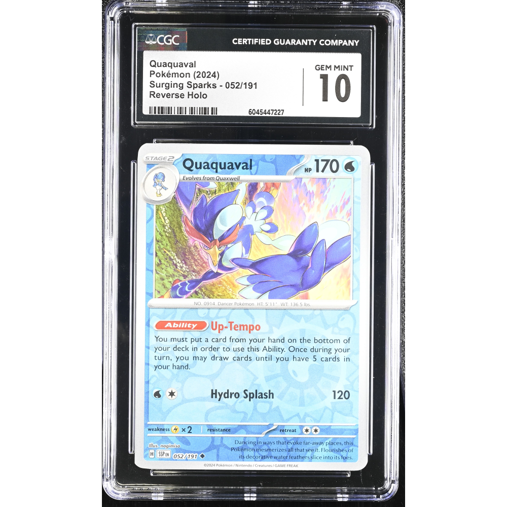 Quaquaval 2024 Pokemon Surging Sparks #052/191 (CGC 10) at PristineAuction.com
