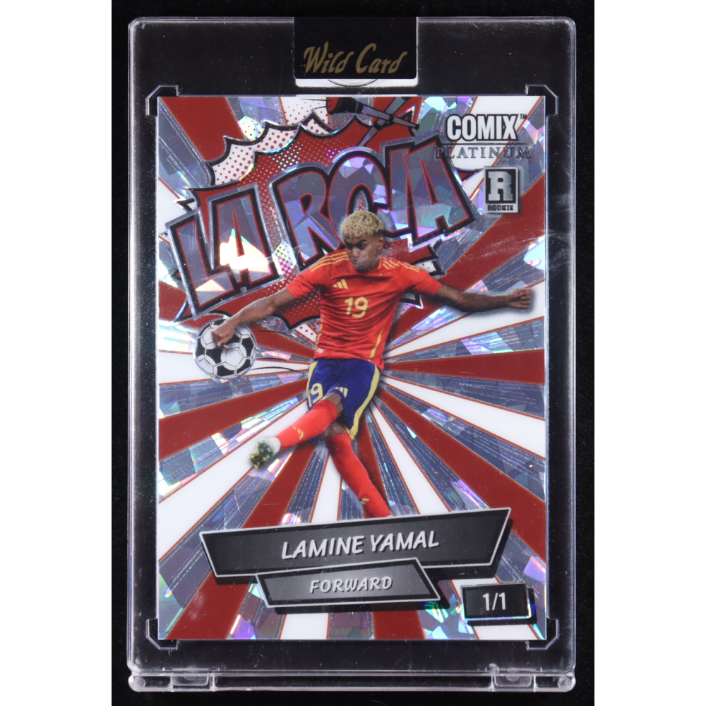 Lamine Yamal 2024 Wild Card Comix Platinum LA ROJA #ACLR-LY07 RC #1/1 at PristineAuction.com