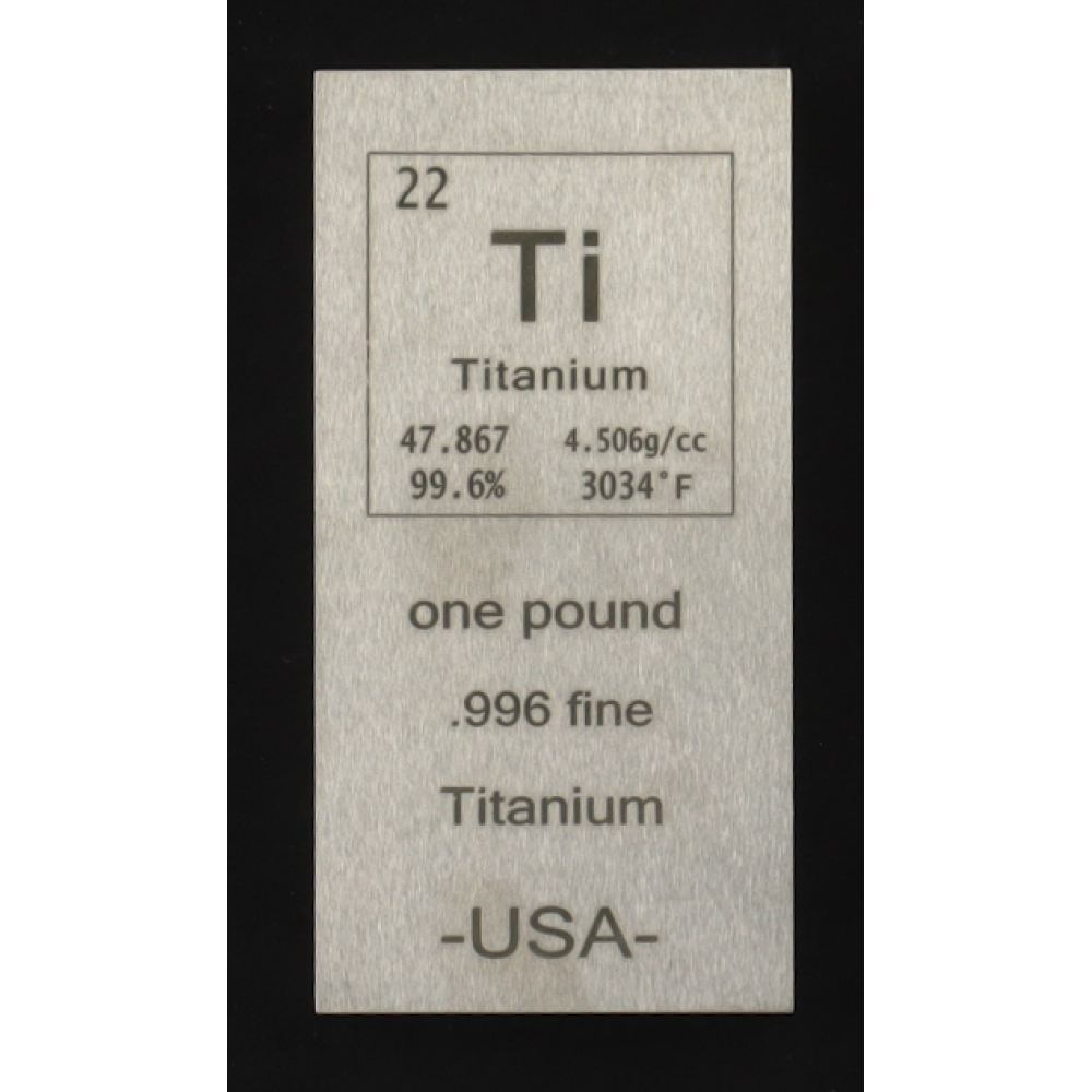 One Pound .999 Fine Titanium "Periodic Table" Bullion Bar at PristineAuction.com