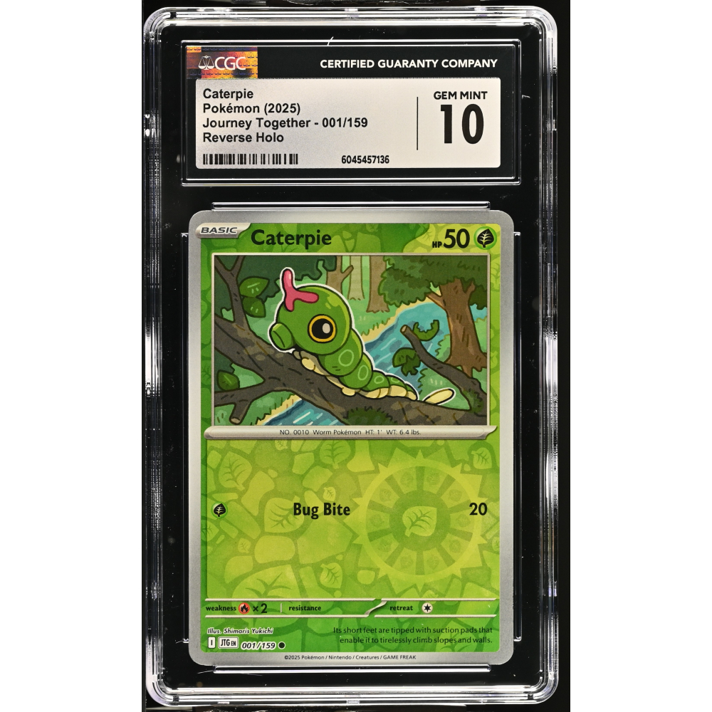 Caterpie 2025 Pokemon Journey Together #001/159 (CGC 10) at PristineAuction.com