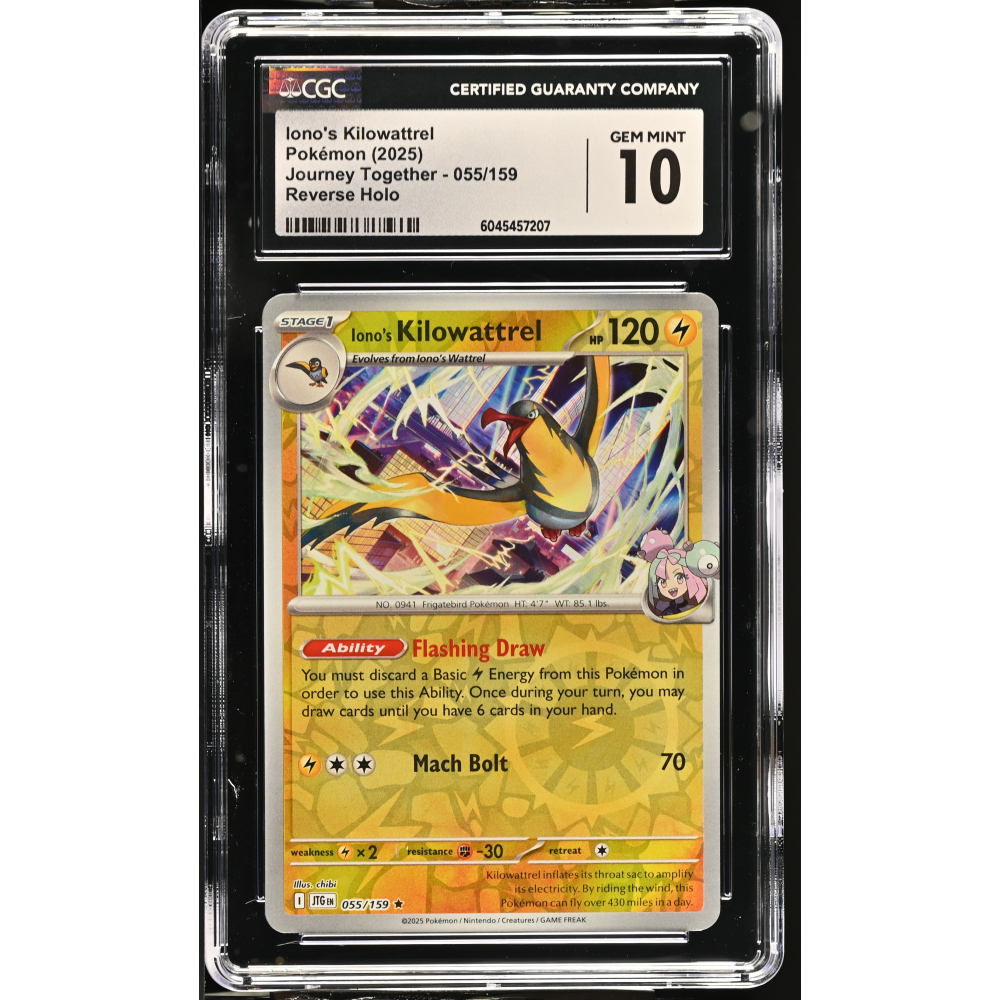 Iono's Kilowattrel 2025 Pokemon Journey Together #055/159 (CGC 10) at PristineAuction.com