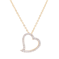 0.22 CTW Natural Diamonds 18K Gold Plated Designer Heart Shape Pendant 18 Inches | Estimated Value $1,649 (AMG) at PristineAuction.com