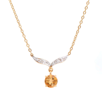 1.04 CTW Natural Citrine & Diamonds 18K Gold Plated Designer Necklace 18 Inches | Estimated Value $1,659 (AMG) at PristineAuction.com