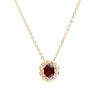1.28 CTW Natural Garnet & Diamonds 18K Gold Plated Designer Pendant 18 Inches | Estimated Value $1,559 (AMG) at PristineAuction.com